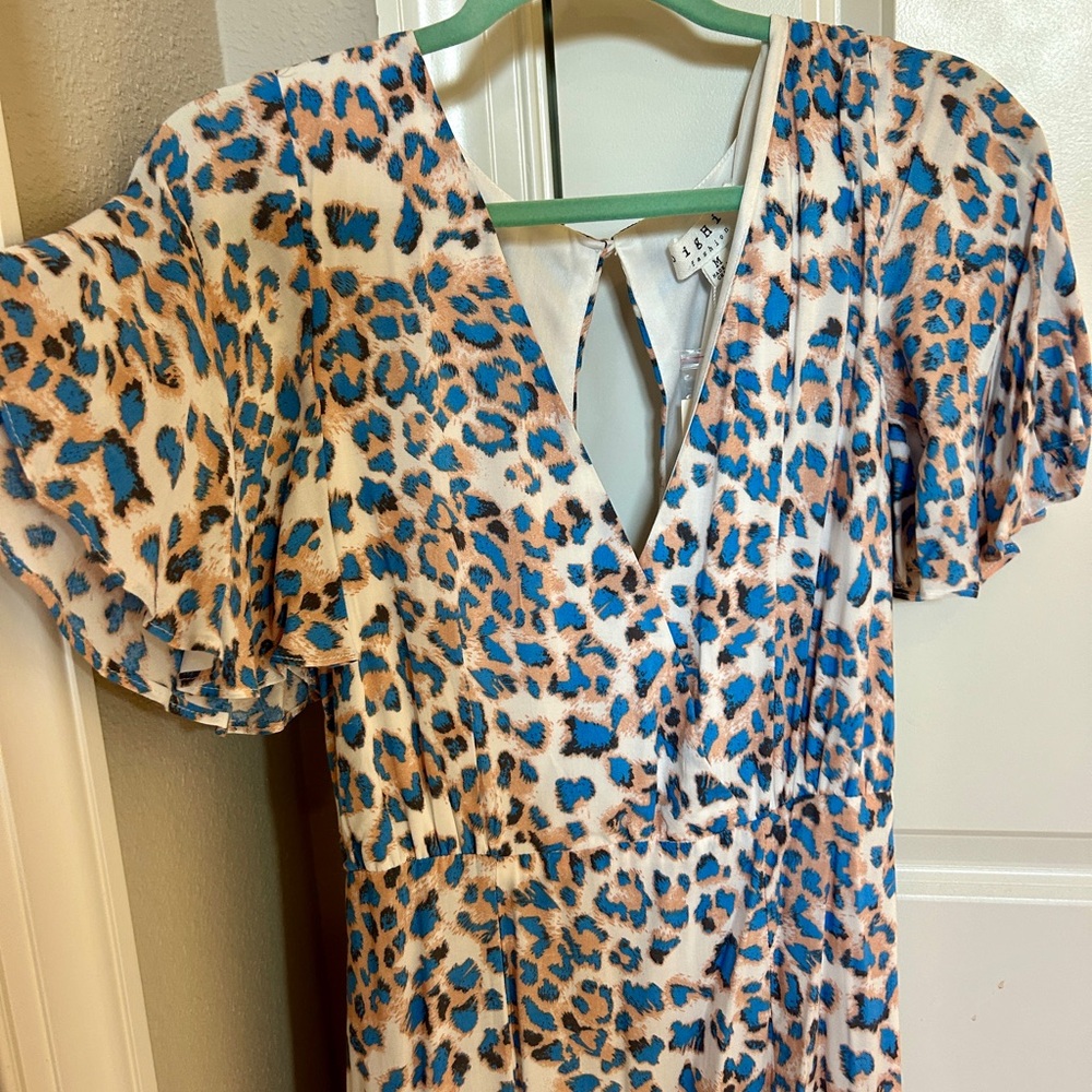 Leopard Print Dress with Blue Accents